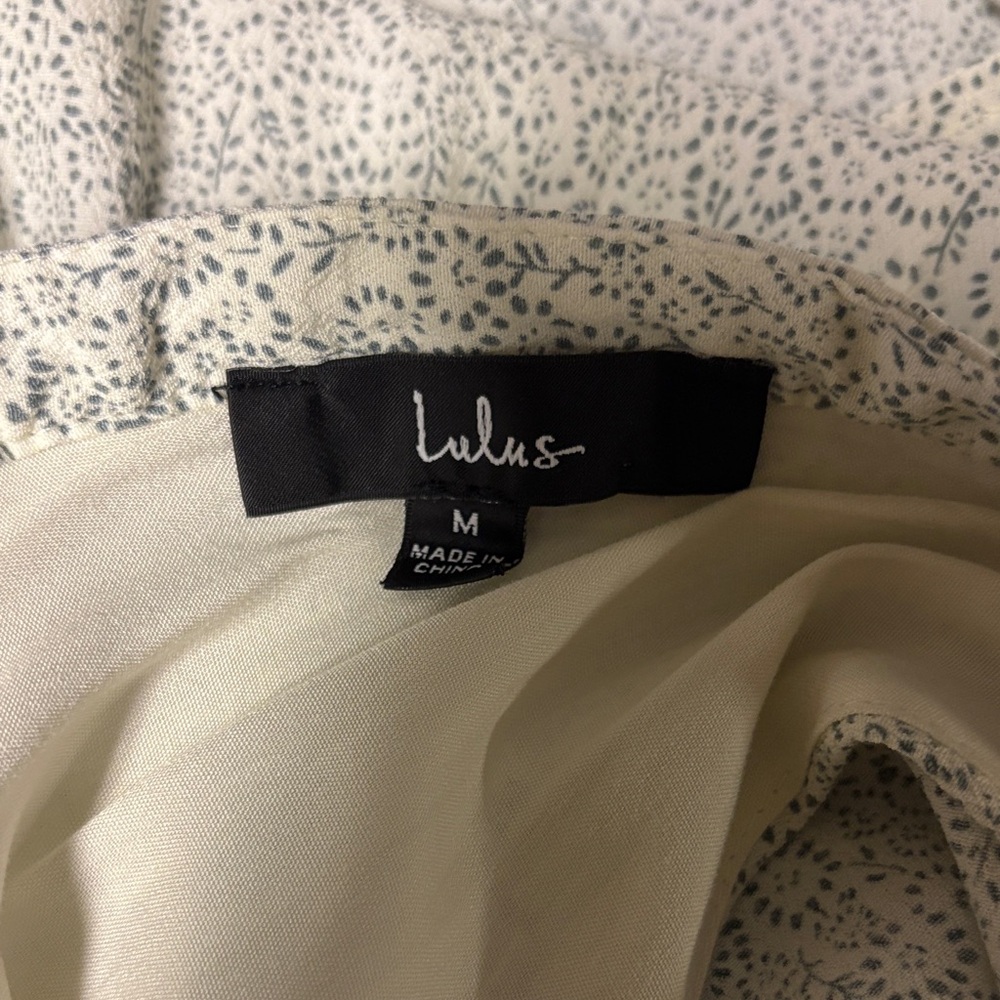Lulu's Cream and Gray Floral Dress